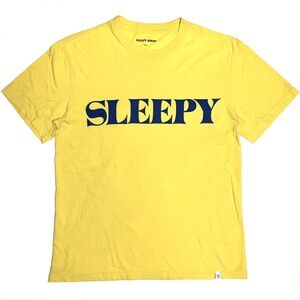 Sleepy Jones T-Shirt Logo Crew Neck Short Sleeve Cotton Tee Top Yellow Blue S